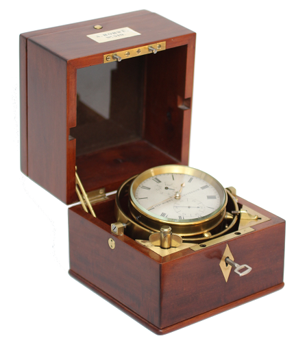 A Dutch brass mounted mahogany two day marine chronometer Andreas Hohwü Amsterdam.